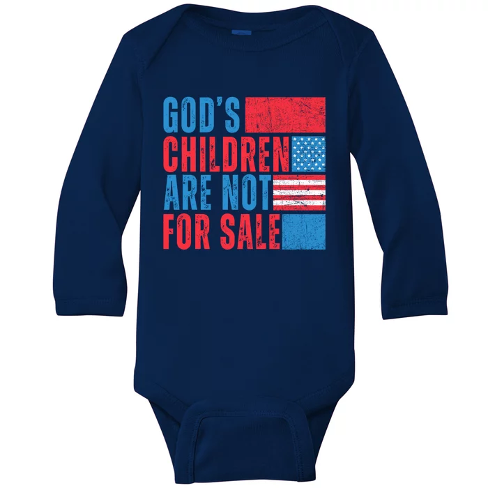 Gods Children Are Not For Sale Vintage Distressed Baby Long Sleeve Bodysuit