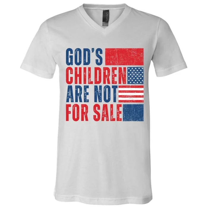 Gods Children Are Not For Sale Vintage Distressed V-Neck T-Shirt