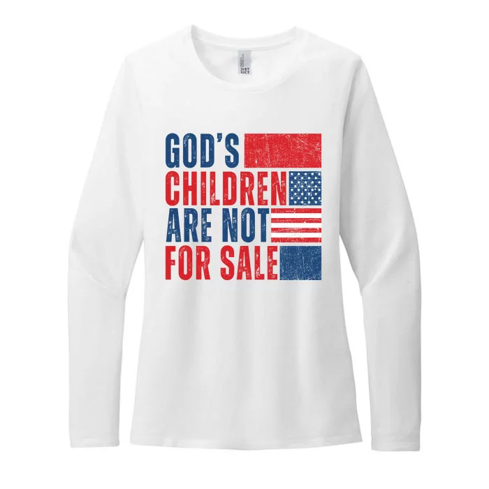 Gods Children Are Not For Sale Vintage Distressed Womens CVC Long Sleeve Shirt