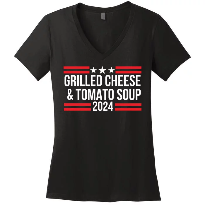 Grilled Cheese And Tomato Soup 2024 Funny Foodie Food Women's V-Neck T-Shirt