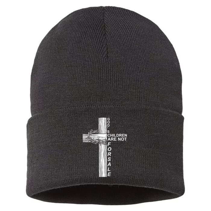 Gods Children Are Not For Sale Cross Sustainable Knit Beanie