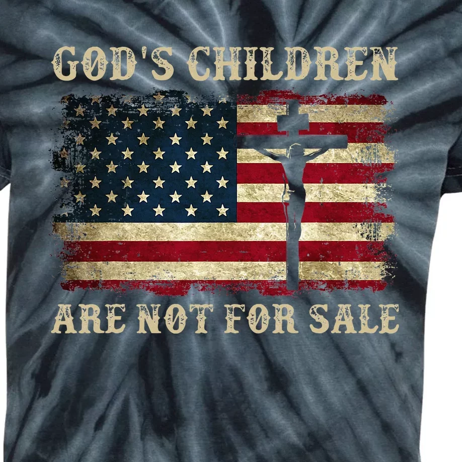 Gods Children Are Not For Sale American Flag Cross Christian Kids Tie-Dye T-Shirt