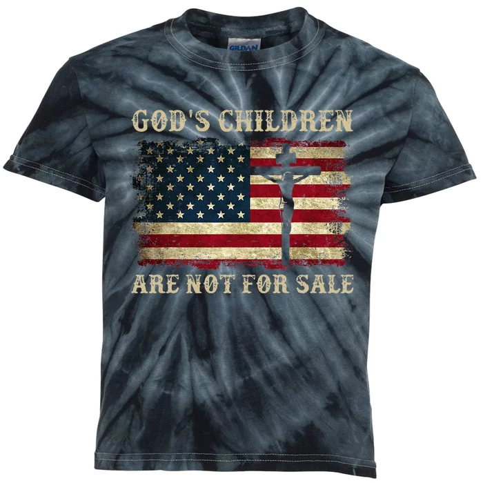 Gods Children Are Not For Sale American Flag Cross Christian Kids Tie-Dye T-Shirt