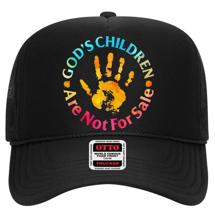 Gods Children Are Not For Sale Hand Prints High Crown Mesh Trucker Hat