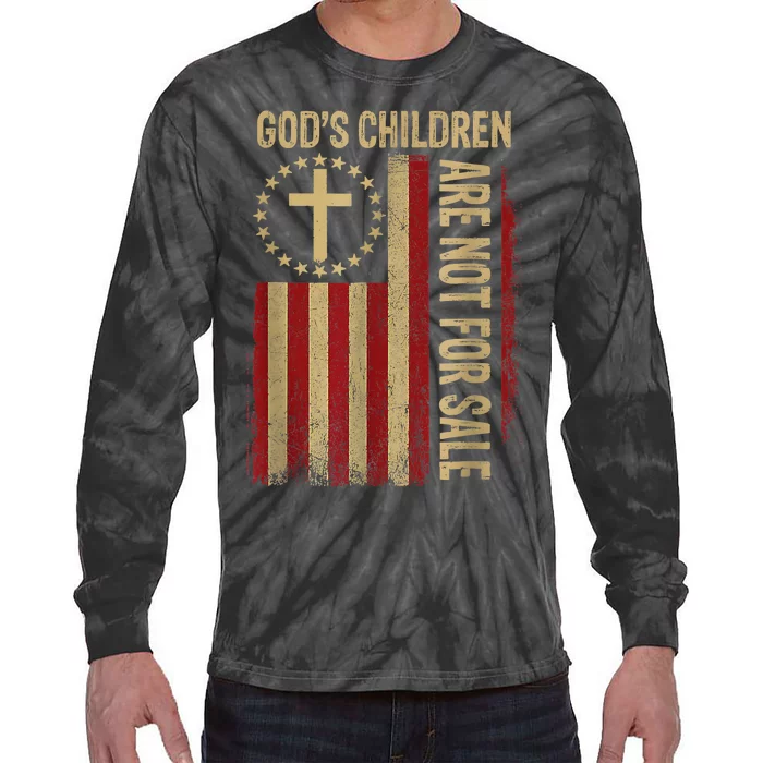 Gods Children Are Not For Sale Cross Christian Fun Idea Tie-Dye Long Sleeve Shirt