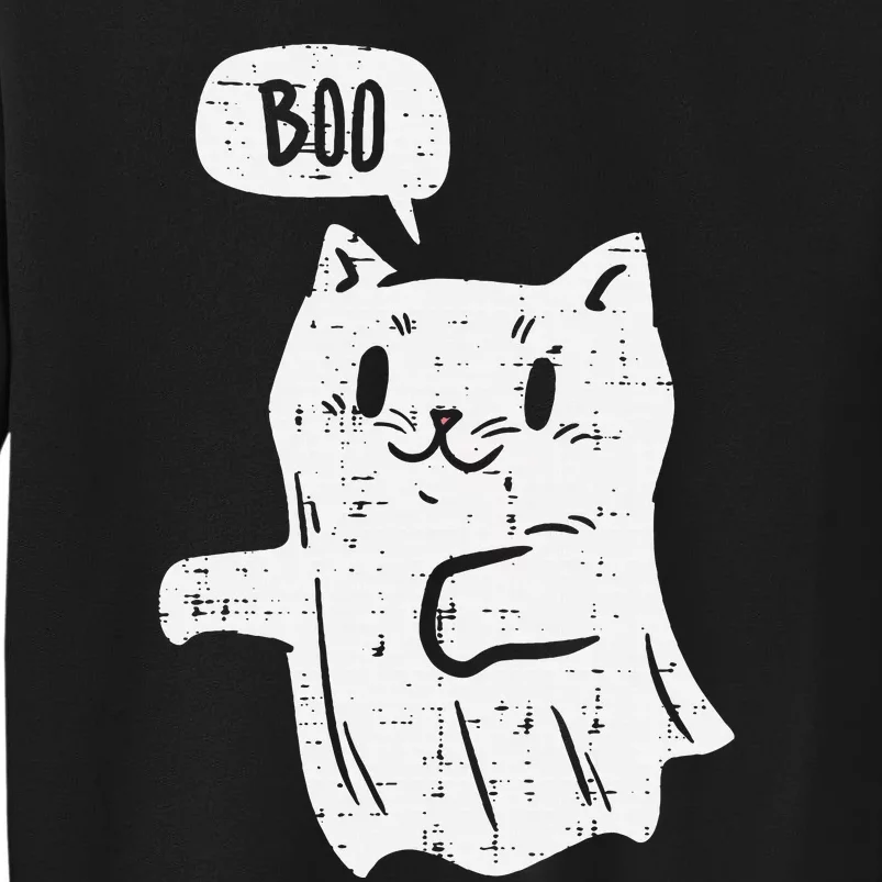 Ghost Cat Boo Funny Halloween Animal Pet Tall Sweatshirt