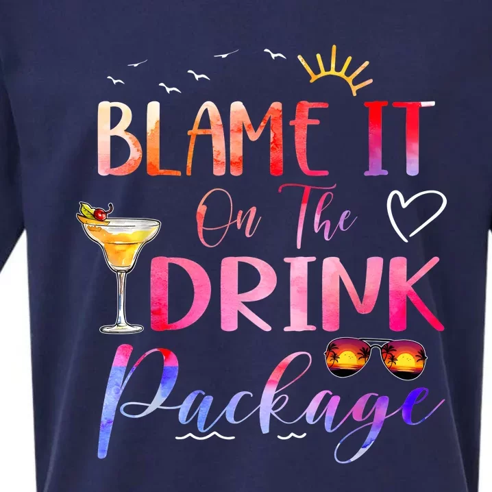 Girl Cruise Blame It On The Drink Package Drinking Booze Sueded Cloud Jersey T-Shirt