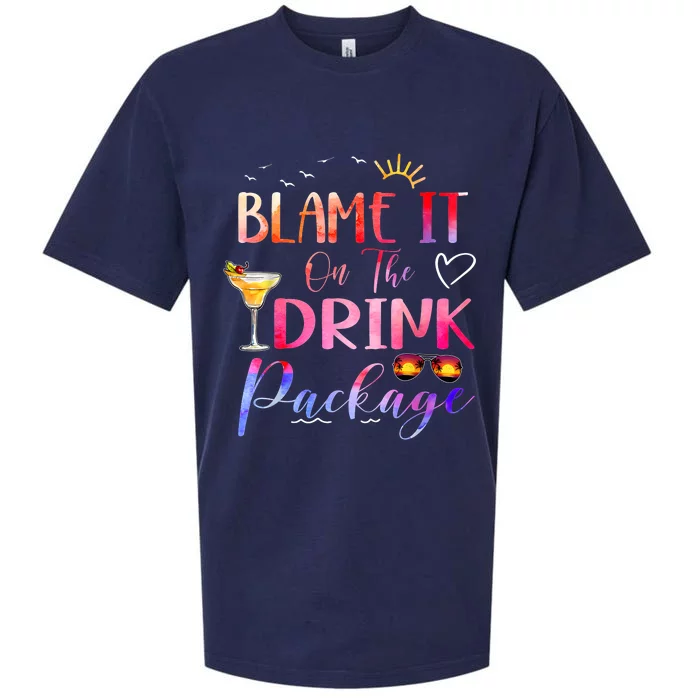 Girl Cruise Blame It On The Drink Package Drinking Booze Sueded Cloud Jersey T-Shirt