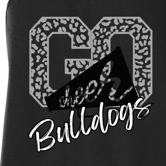 Go Cheer Bulldogs School Sports Fan Spirits Mascot Leopard Women's Racerback Tank