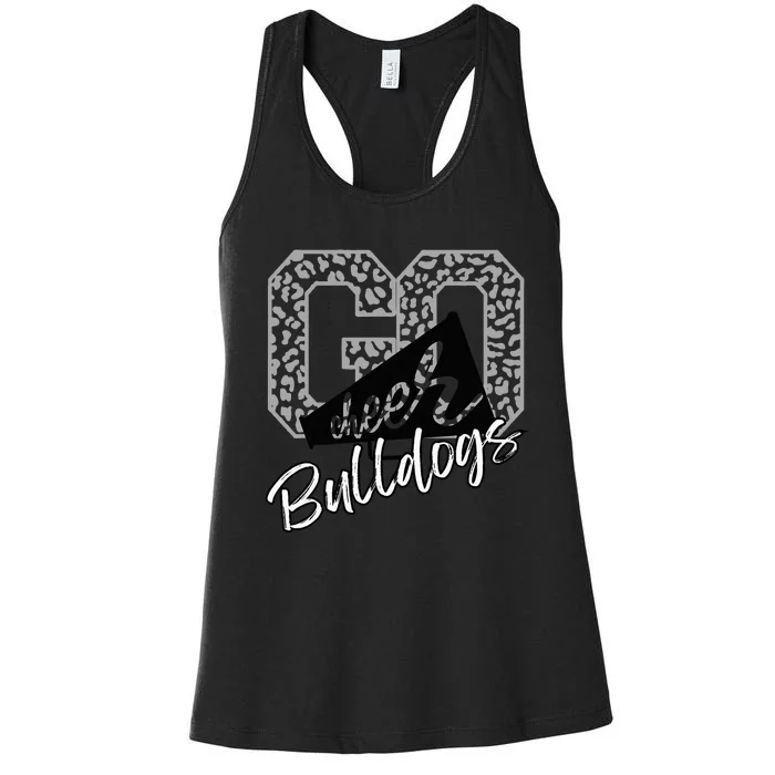 Go Cheer Bulldogs School Sports Fan Spirits Mascot Leopard Women's Racerback Tank