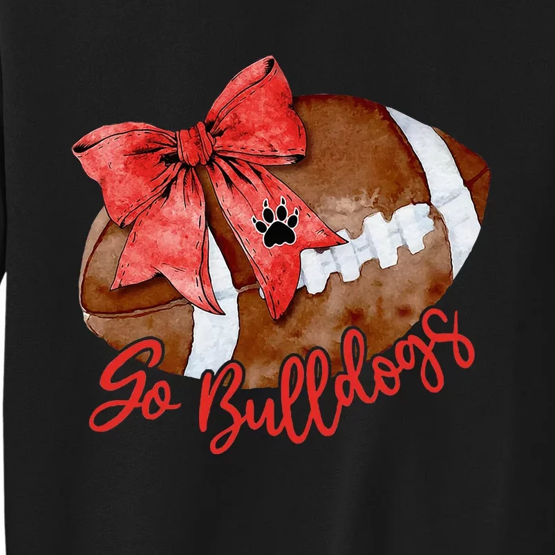 Go Cheer Bulldogs Sports Name Gifts Women Coquette Bow Tall Sweatshirt