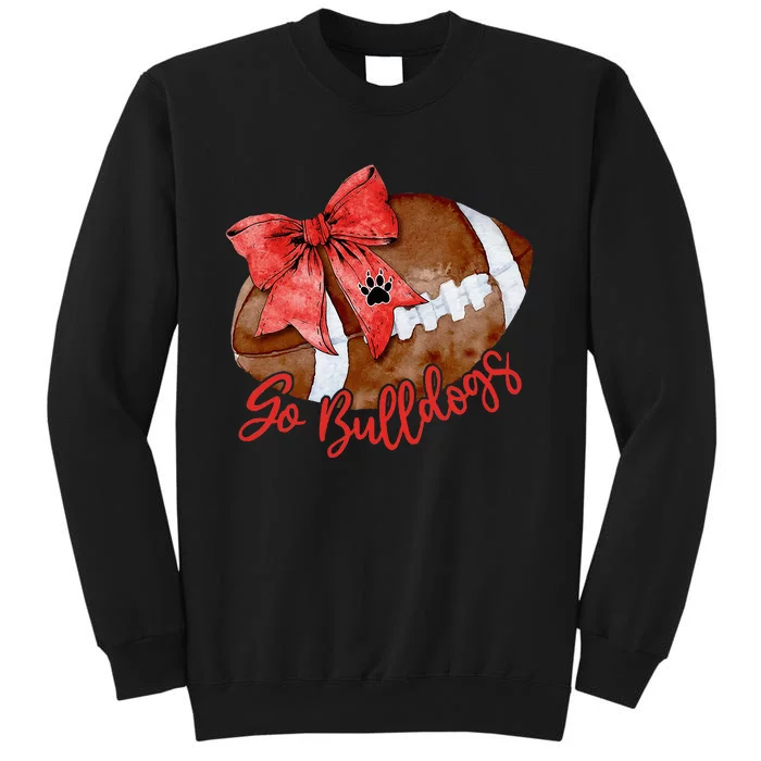 Go Cheer Bulldogs Sports Name Gifts Women Coquette Bow Tall Sweatshirt