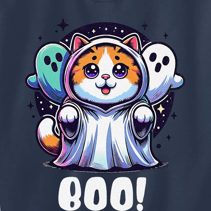 Ghost Cat Boo Funny Cute Cat Boo Kitty Halloween Kids Sweatshirt