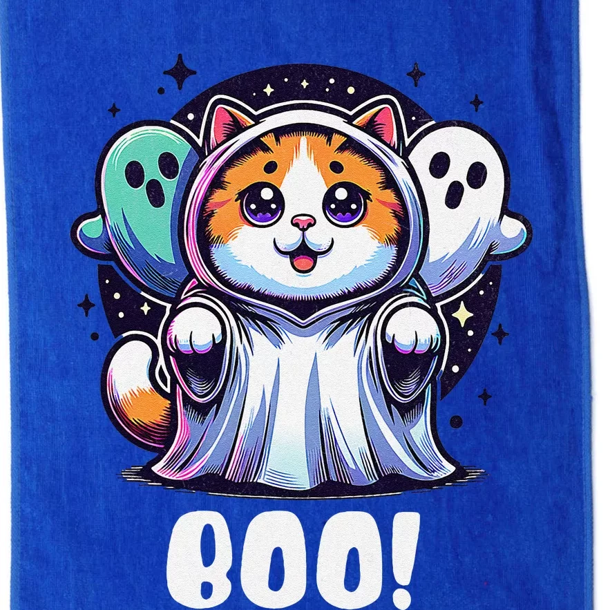 Ghost Cat Boo Funny Cute Cat Boo Kitty Halloween Platinum Collection Golf Towel