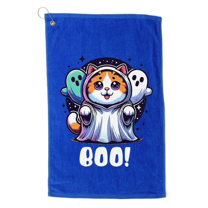 Ghost Cat Boo Funny Cute Cat Boo Kitty Halloween Platinum Collection Golf Towel