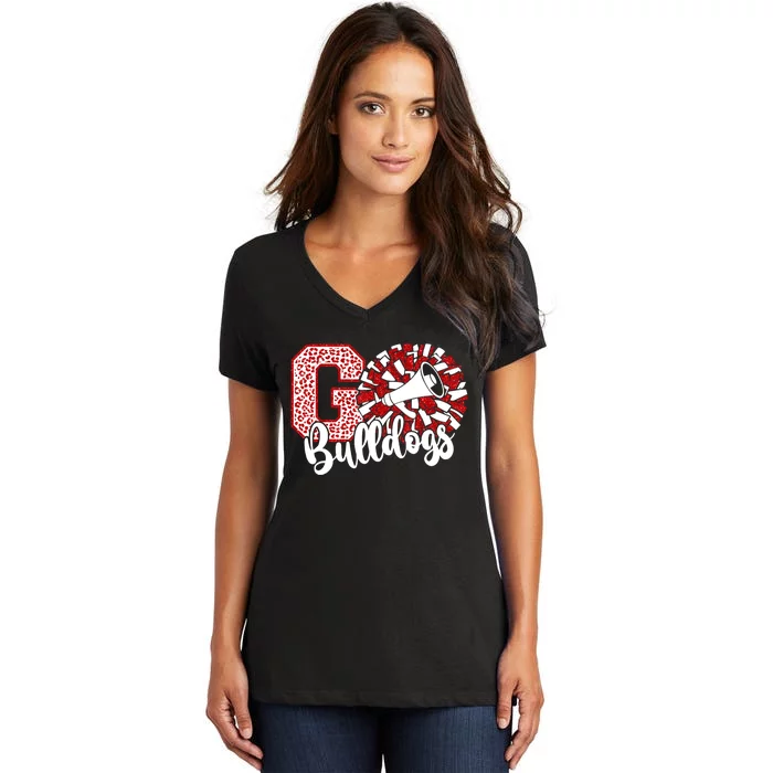 Go Cheer Bulldogs Sports Name Gifts Women's V-Neck T-Shirt