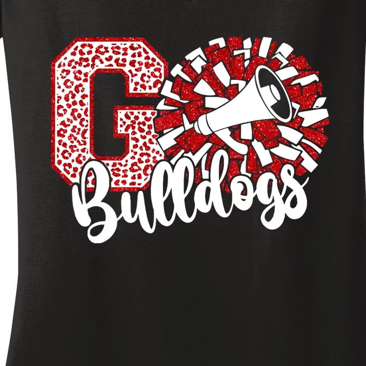 Go Cheer Bulldogs Sports Name Gifts Women's V-Neck T-Shirt