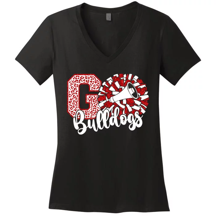 Go Cheer Bulldogs Sports Name Gifts Women's V-Neck T-Shirt