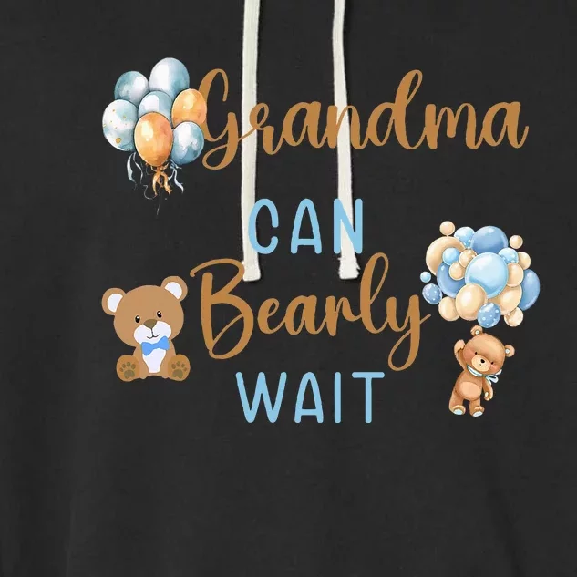 Grandma Can Bearly Wait Gender Neutral Baby Shower Matching Garment-Dyed Fleece Hoodie