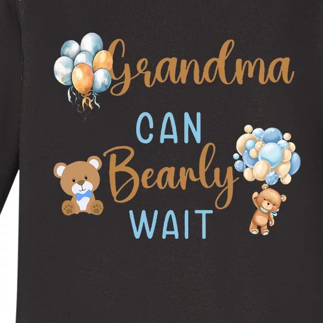 Grandma Can Bearly Wait Gender Neutral Baby Shower Matching Baby Long Sleeve Bodysuit