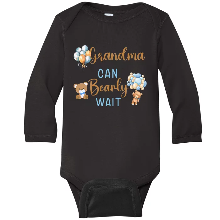 Grandma Can Bearly Wait Gender Neutral Baby Shower Matching Baby Long Sleeve Bodysuit