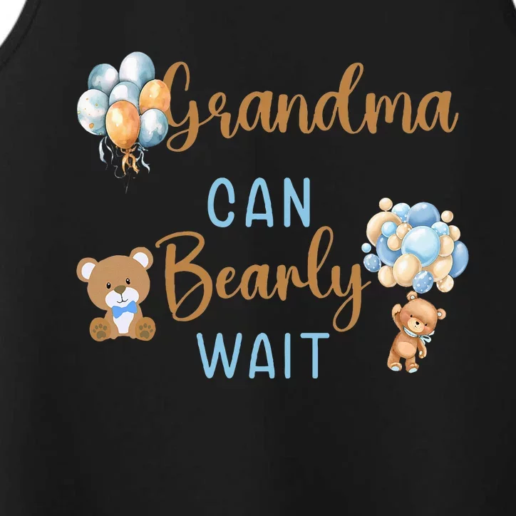 Grandma Can Bearly Wait Gender Neutral Baby Shower Matching Performance Tank