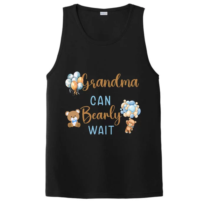 Grandma Can Bearly Wait Gender Neutral Baby Shower Matching Performance Tank