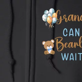 Grandma Can Bearly Wait Gender Neutral Baby Shower Matching Full Zip Hoodie