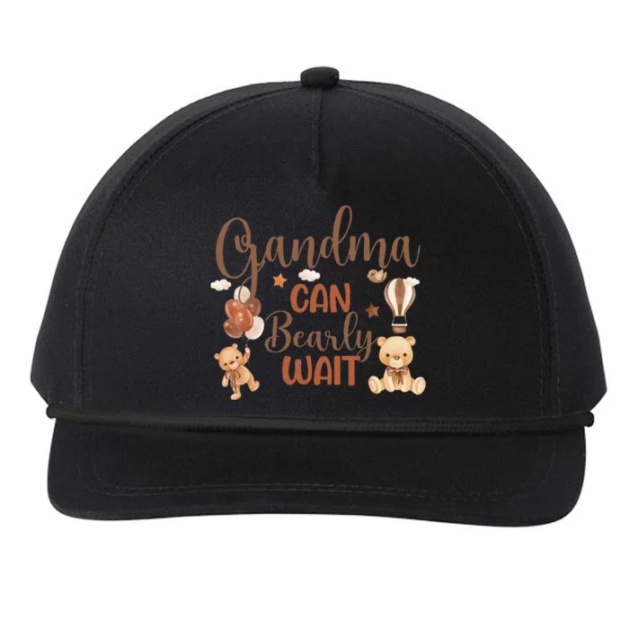 Grandma Can Bearly Wait Bear Gender Neutral Boy Baby Shower Snapback Five-Panel Rope Hat