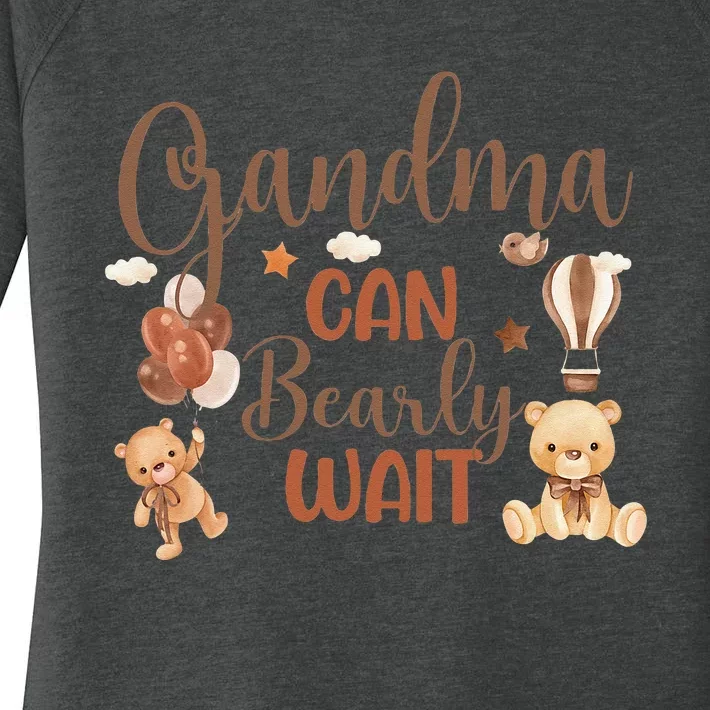 Grandma Can Bearly Wait Bear Gender Neutral Boy Baby Shower Women's Perfect Tri Tunic Long Sleeve Shirt