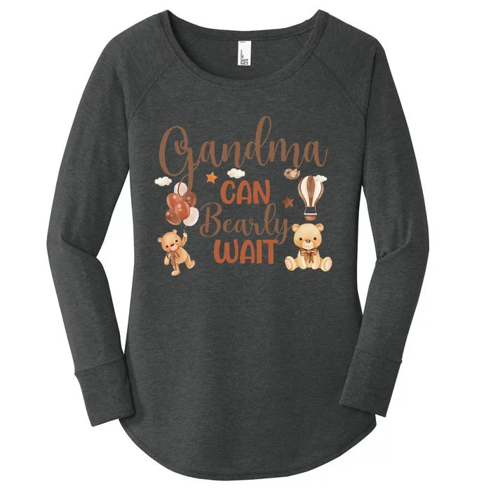 Grandma Can Bearly Wait Bear Gender Neutral Boy Baby Shower Women's Perfect Tri Tunic Long Sleeve Shirt