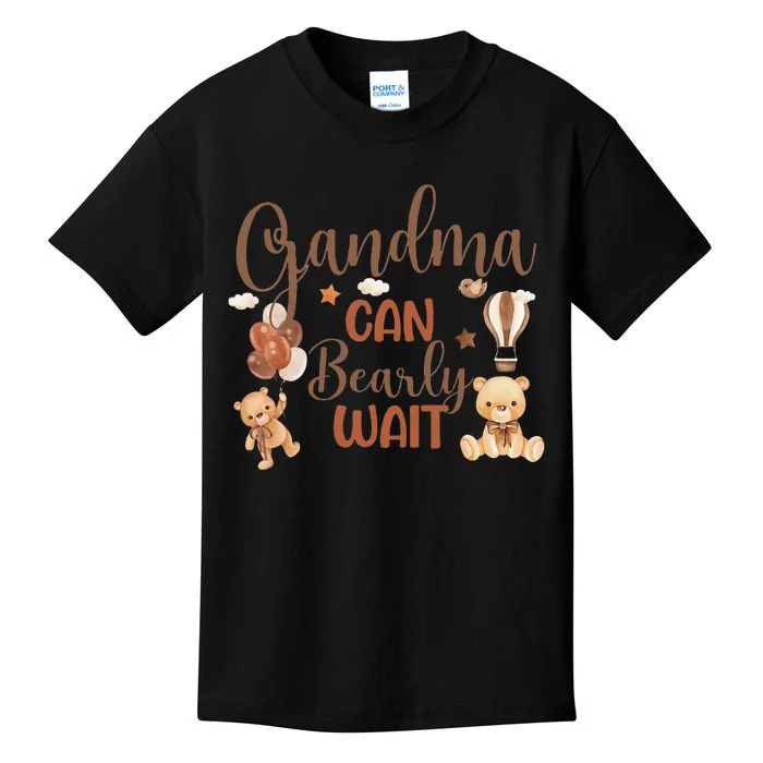 Grandma Can Bearly Wait Bear Gender Neutral Boy Baby Shower Kids T-Shirt