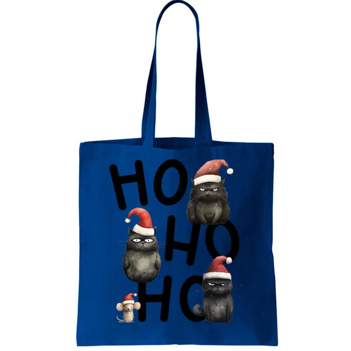 Grumpy Christmas Black Cats In Santa Hats With Mouse Cool Gift Tote Bag