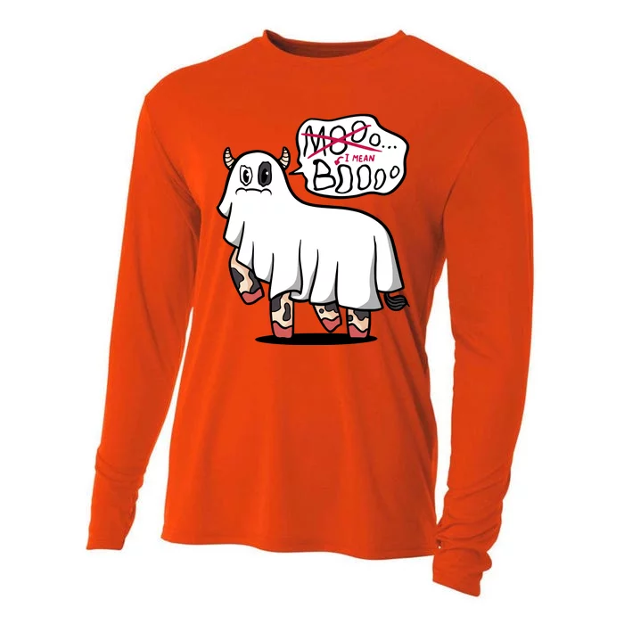 Ghost Cow Boo Funny Cooling Performance Long Sleeve Crew