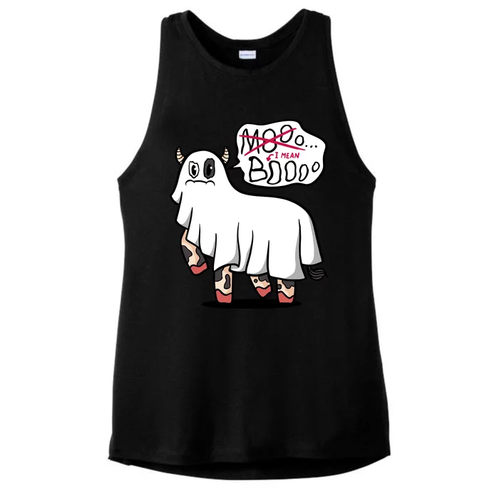 Ghost Cow Boo Funny Ladies Tri-Blend Wicking Tank