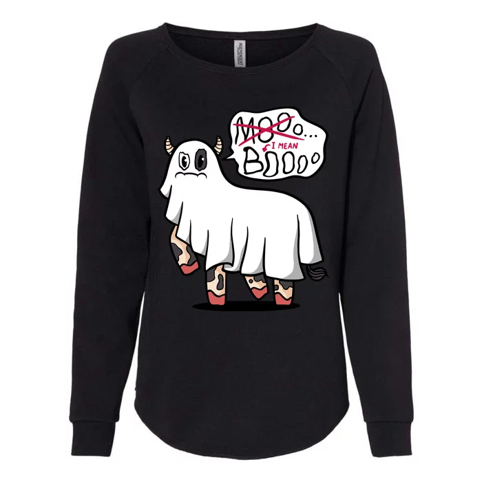 Ghost Cow Boo Funny Womens California Wash Sweatshirt