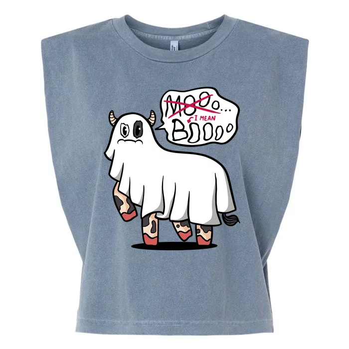 Ghost Cow Boo Funny Garment-Dyed Women's Muscle Tee