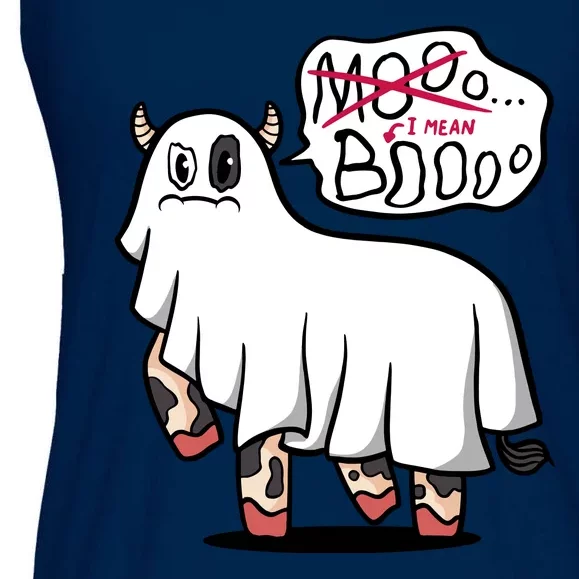 Ghost Cow Boo Funny Ladies Essential Flowy Tank