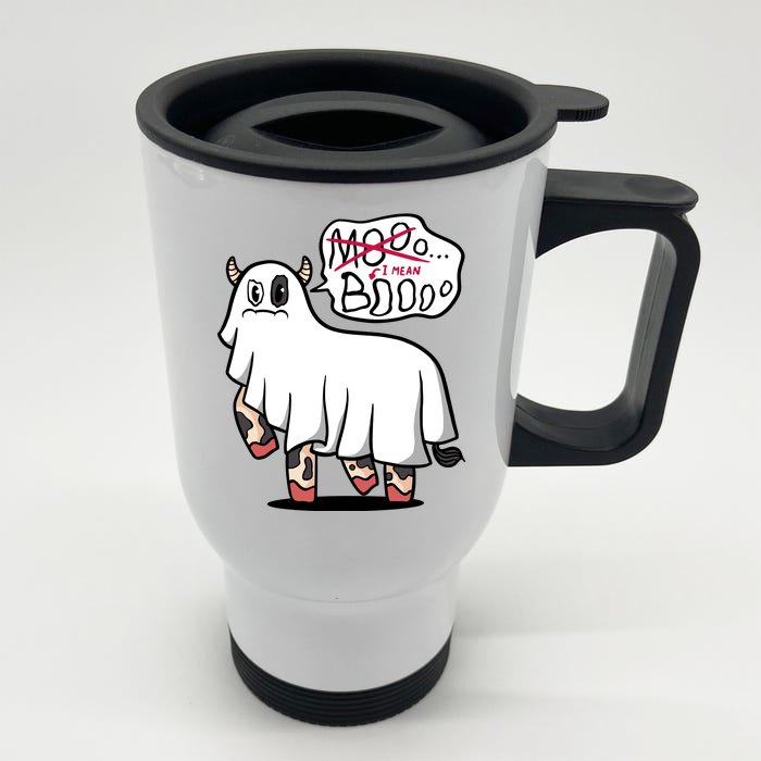 Ghost Cow Boo Funny Front & Back Stainless Steel Travel Mug