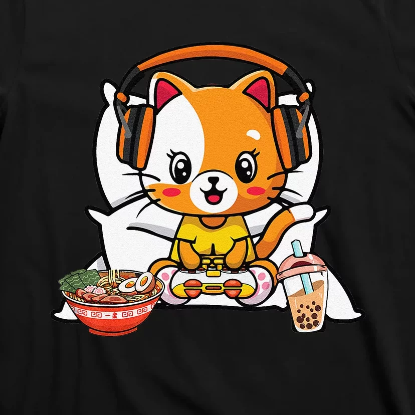 Gamer Cat Boba and Ra Kawaii Anime Neko T-Shirt