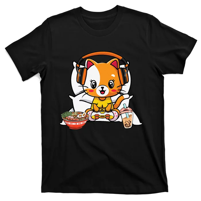 Gamer Cat Boba and Ra Kawaii Anime Neko T-Shirt