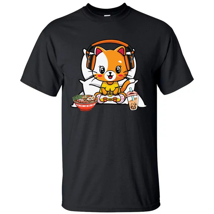 Gamer Cat Boba and Ra Kawaii Anime Neko Tall T-Shirt