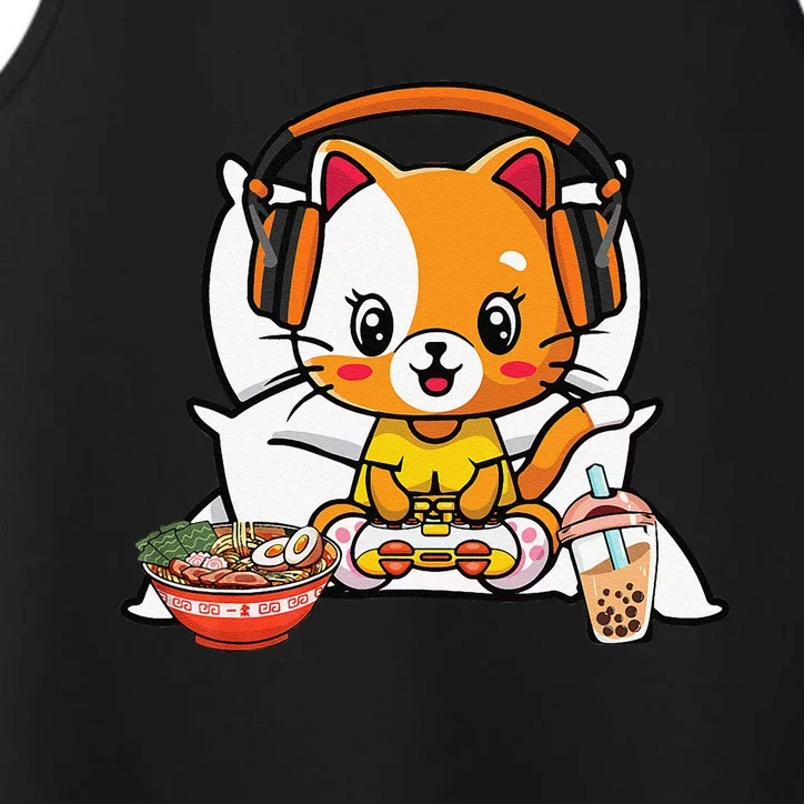 Gamer Cat Boba and Ra Kawaii Anime Neko Performance Tank