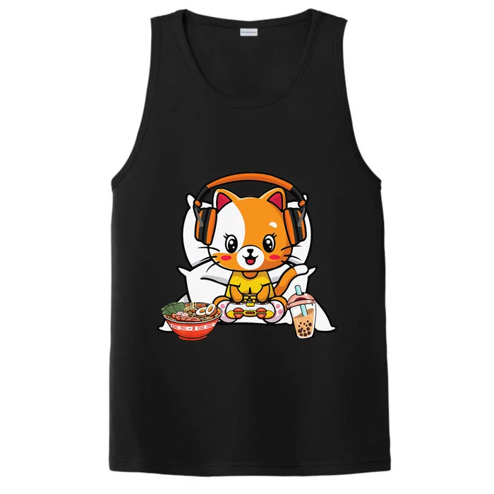 Gamer Cat Boba and Ra Kawaii Anime Neko Performance Tank