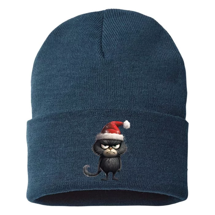 Grumpy Christmas Cat Sustainable Knit Beanie