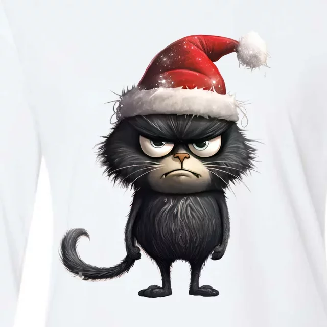 Grumpy Christmas Cat Womens Cotton Relaxed Long Sleeve T-Shirt