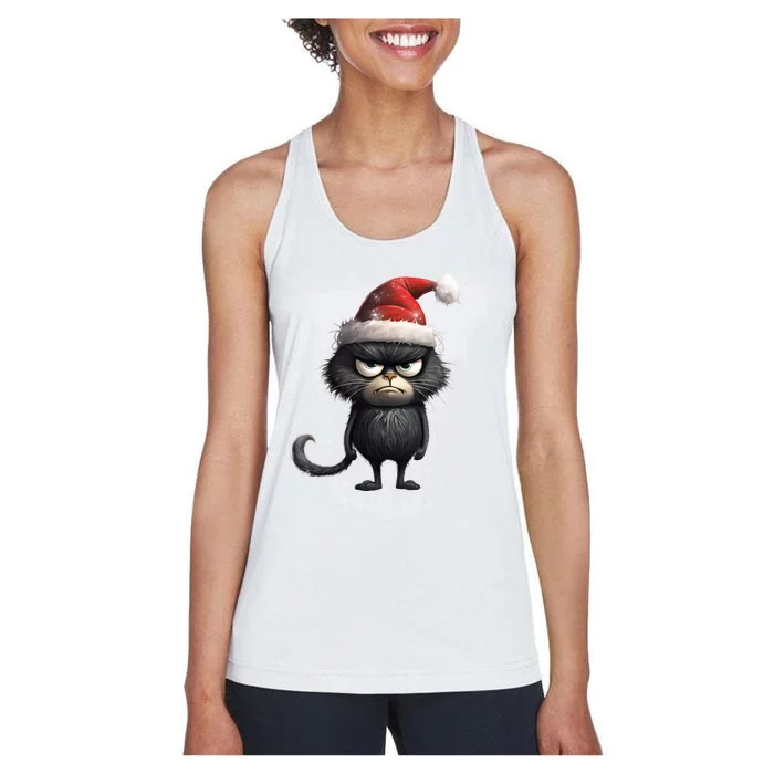 Grumpy Christmas Cat Women's Racerback Tank