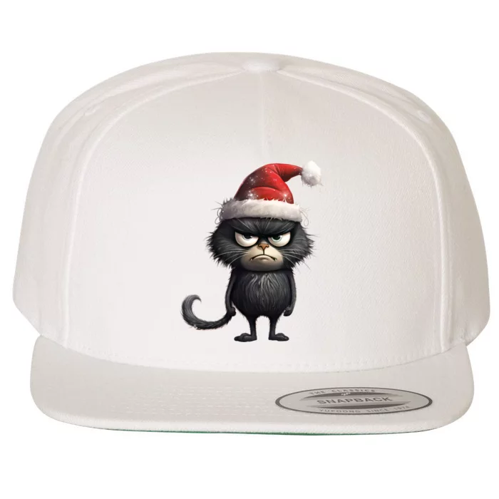 Grumpy Christmas Cat Wool Snapback Cap