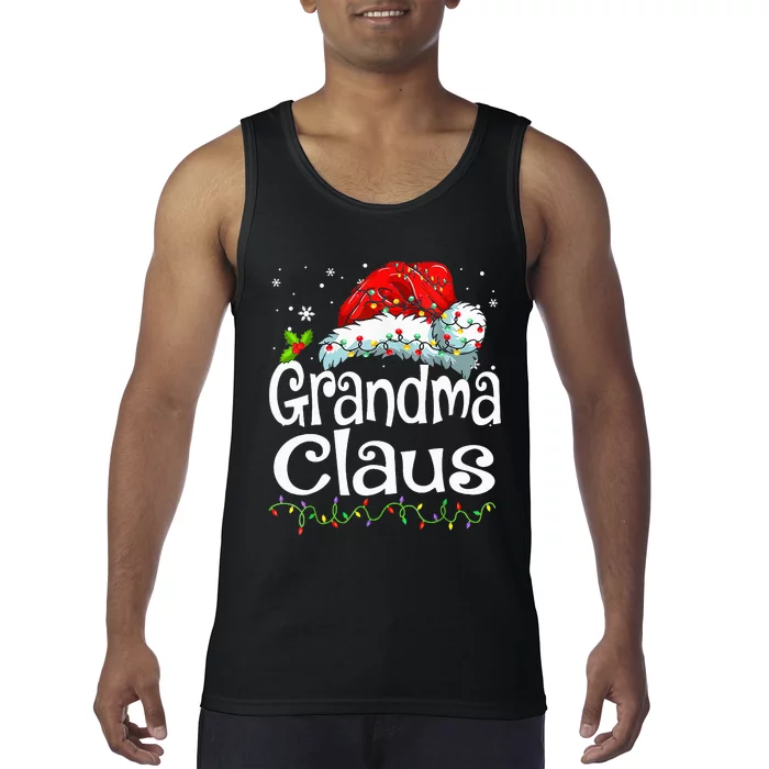 Grandma Claus Christmas Lights Family Matching Pajama Tank Top