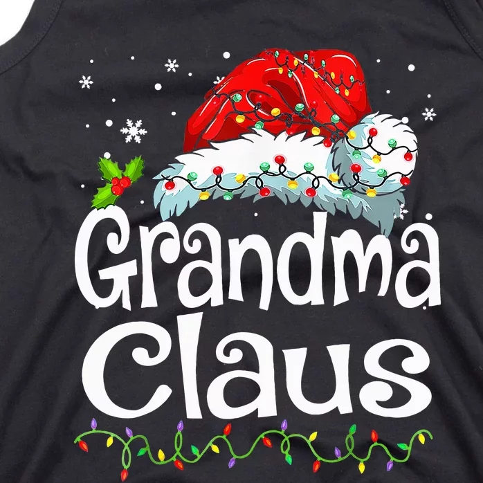 Grandma Claus Christmas Lights Family Matching Pajama Tank Top